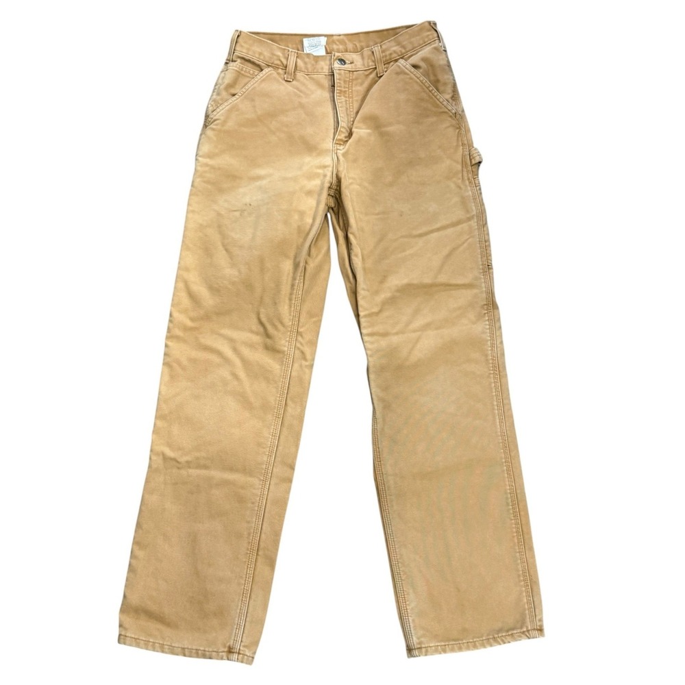 Carhartt Flannel Lined Canvas Work Pants Men 30x32 Tan Original Fit Straight Leg - Picture 5 of 14